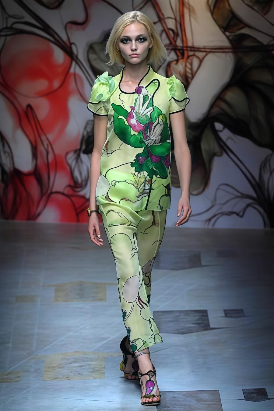 Prada S/s 2008 Fairy Collection Gelb Artistic Chinoise Style Ensemble im Zustand „Neu“ im Angebot in 上海市, Xuhui district