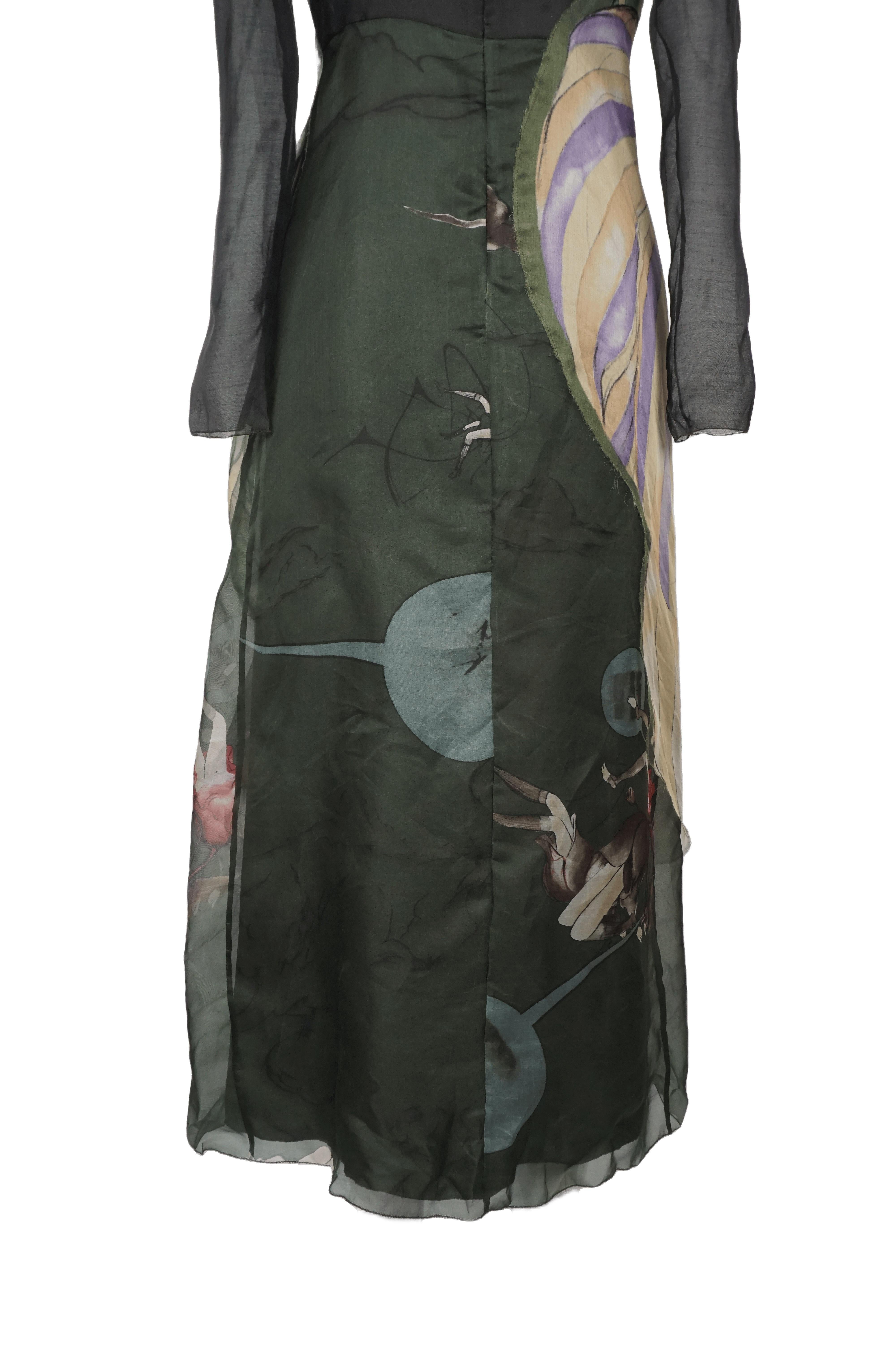 Prada S/s 2008 Fairy Colletion Grünes Fairy Collection Chiffonkleid im Angebot 2