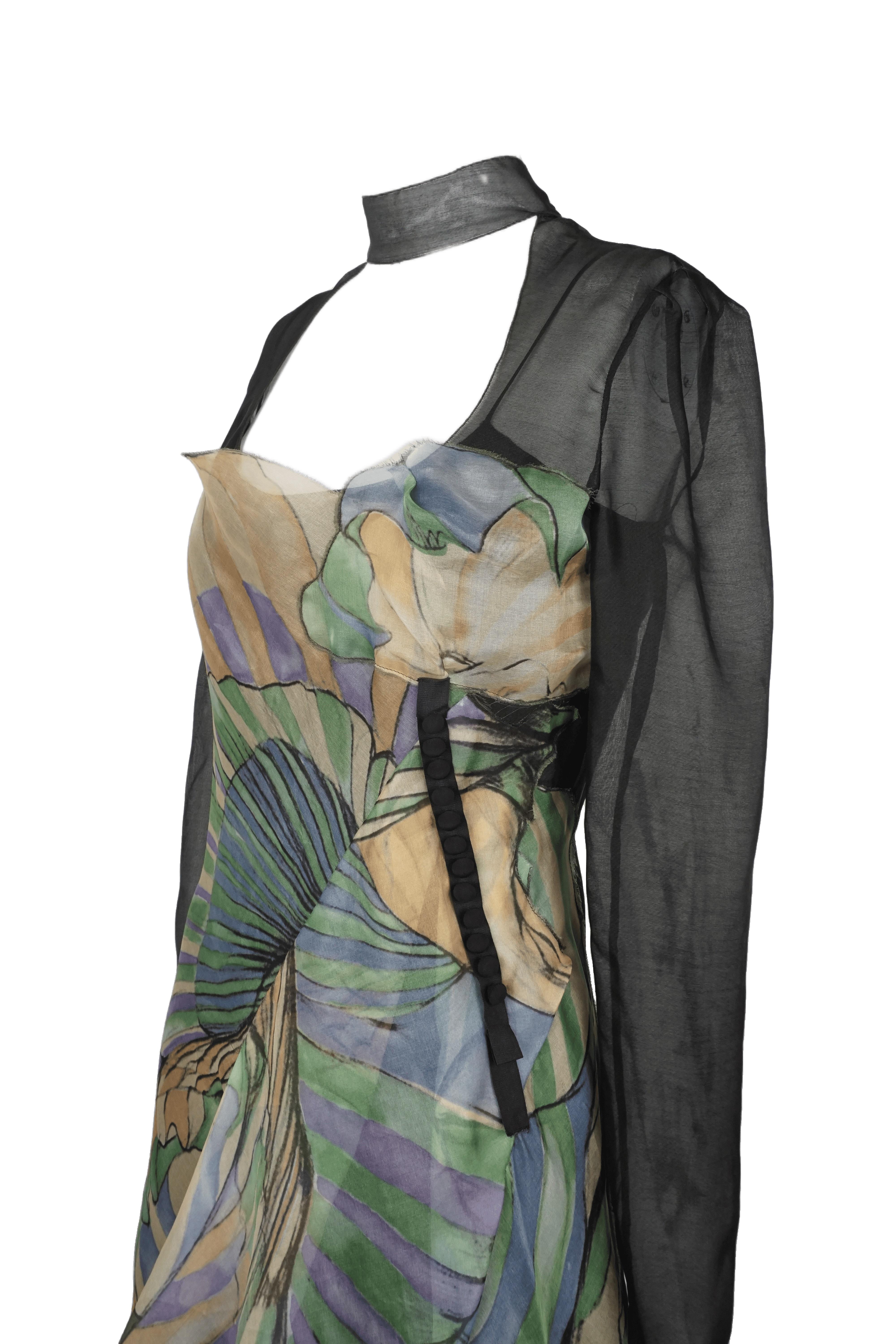 Prada S/s 2008 Fairy Colletion Grünes Fairy Collection Chiffonkleid im Angebot 3