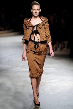 Prada S/S 2009 Red Crinkled Midi Skirt