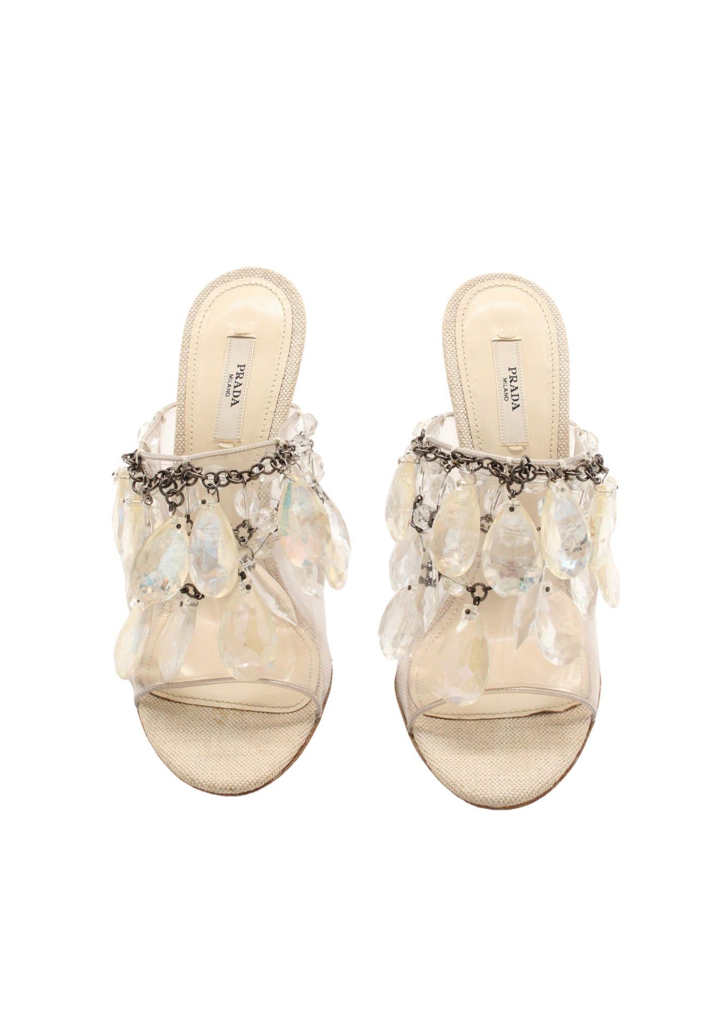 Women's Prada S/S 2010 Plex Lucite Chandelier Mules Runway Sample For Sale