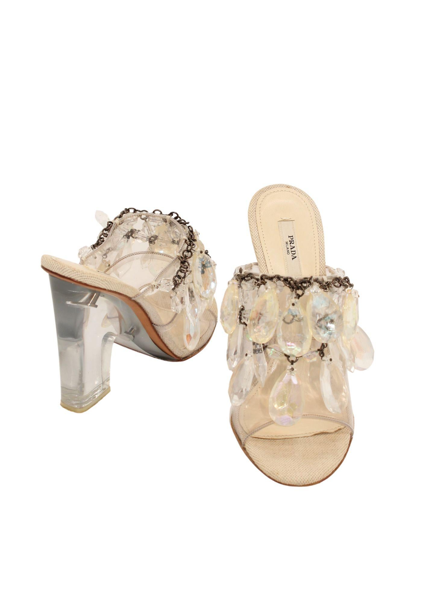 Prada S/S 2010 Plex Lucite Chandelier Mules Runway Sample For Sale 3