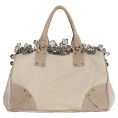 Prada S/S 2010 Runway Canvas Mistolino Crystal Chandelier Large Top Handle Bag