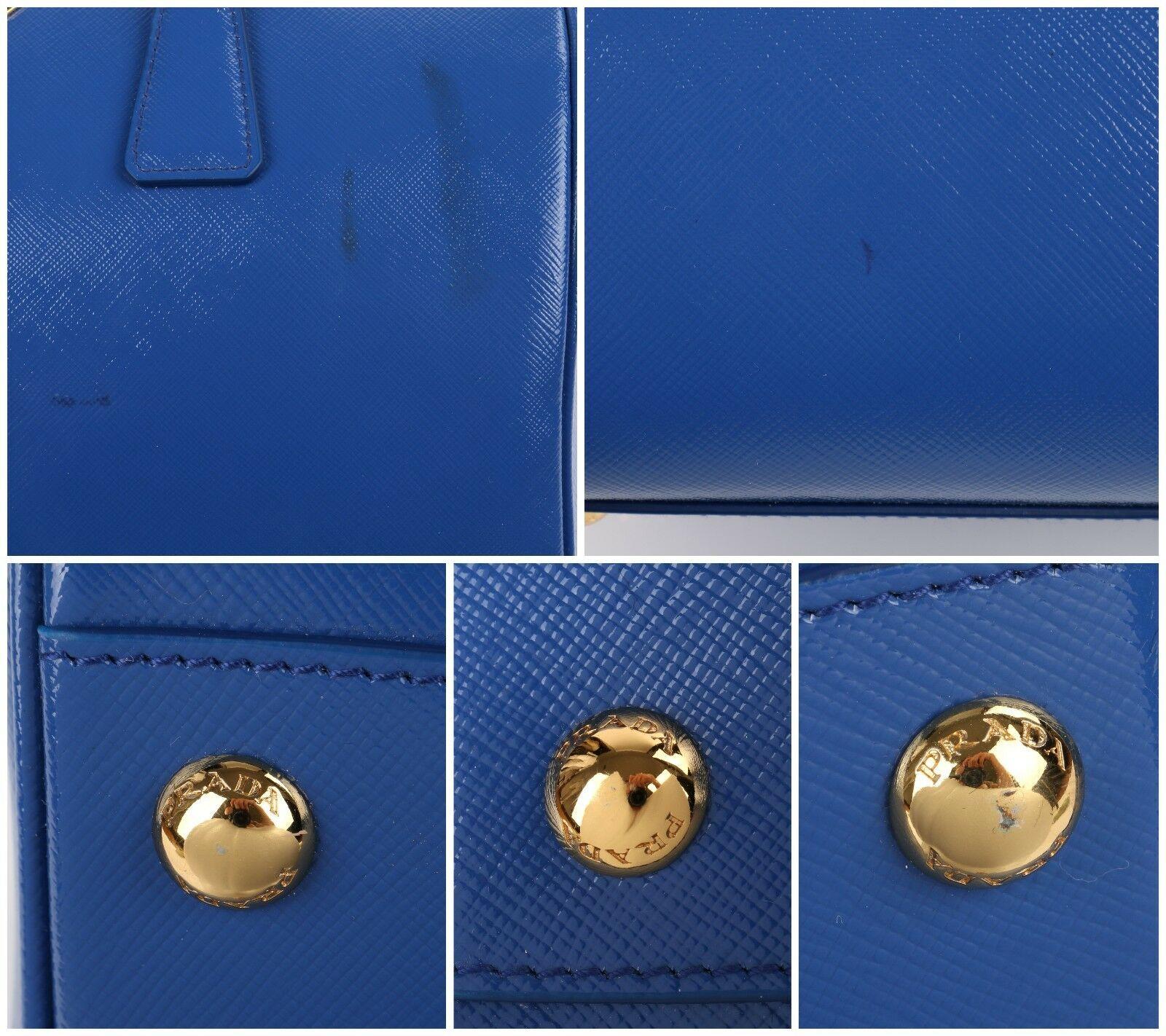 PRADA S/S 2012 Blue Saffiano Vernice Patent Leather Convertible Boston Bag Purse 3
