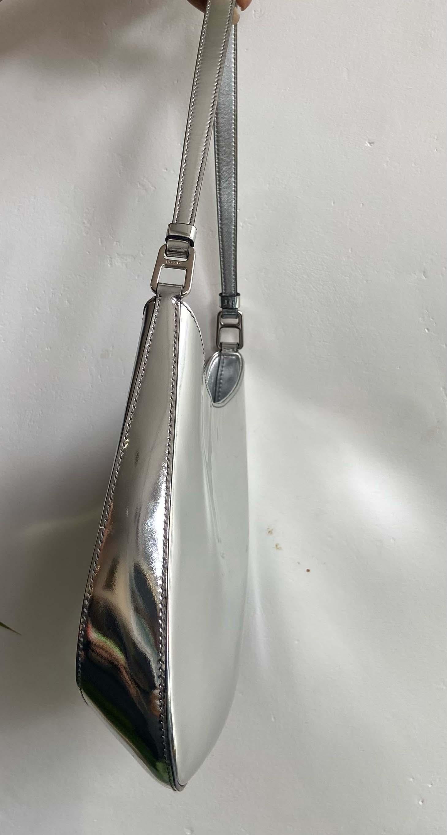 Prada S/S 2023 Silver Cleo Bag In Good Condition For Sale In London, GB