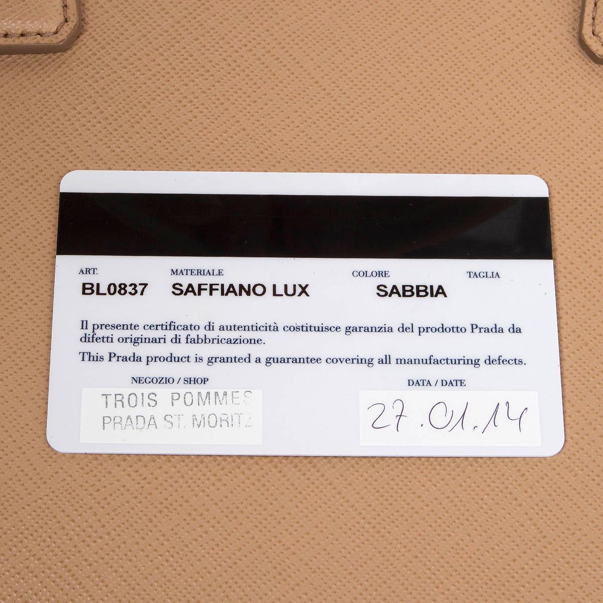 PRADA Sabbia beige Saffiano Lux Leder PROMENADE Umhängetasche im Angebot 2