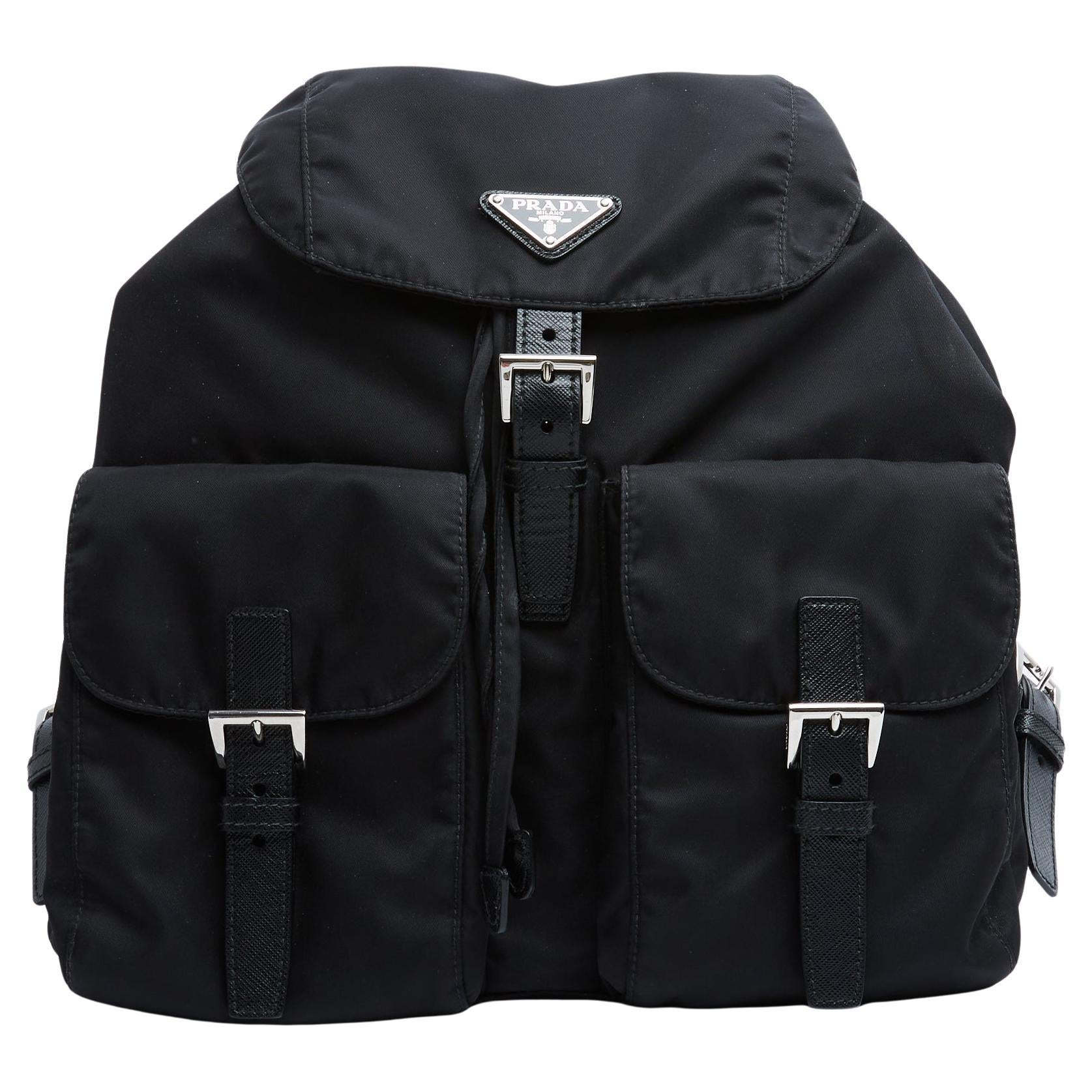 Prada Sac a dos Re Nylon New Edition Medium Black Back Pack Bag Pristine en vente