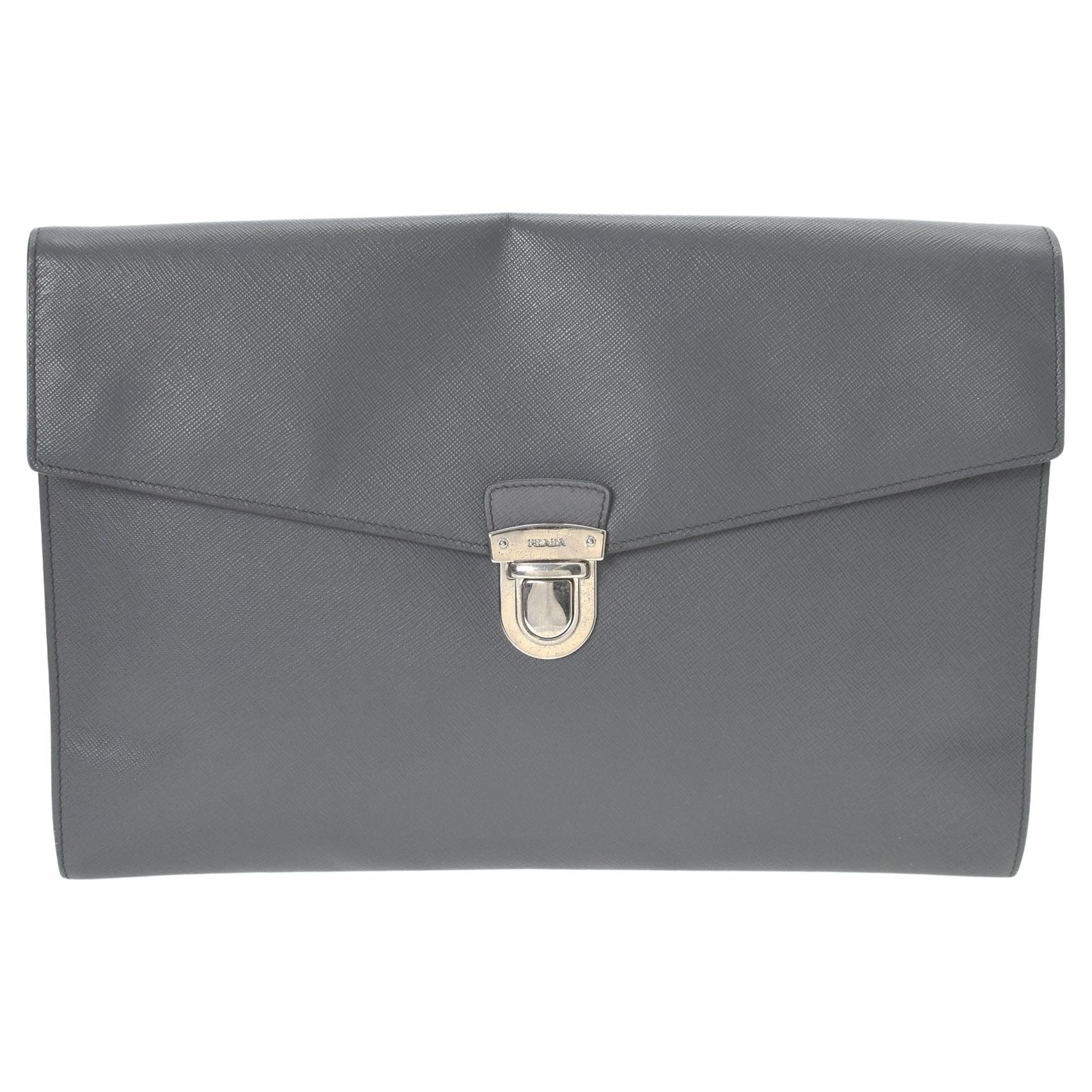 Prada Blue Leather Clutch Bag main image 0