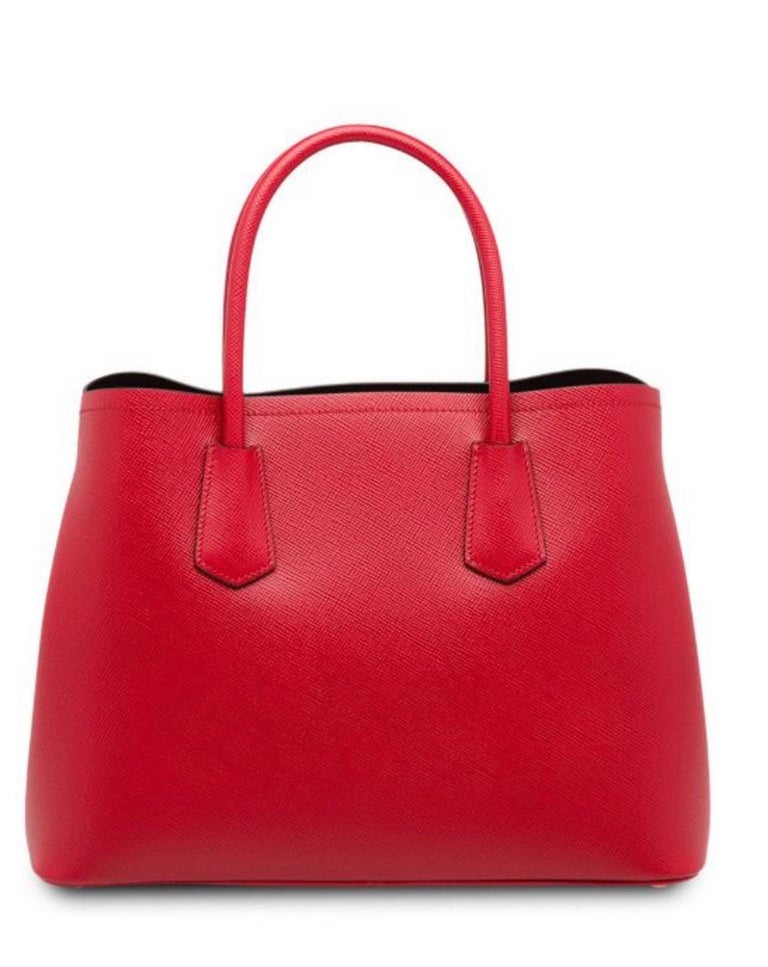 Prada Saffiano Cuir Double Bag, Red (Fuoco), Brand New at 1stDibs | red ...