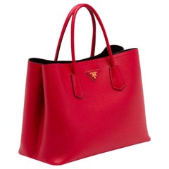 Prada Saffiano Cuir Double Bag, Red (Fuoco), Brand New at 1stDibs | red  prada bag, red prada handbag, prada red tote bag