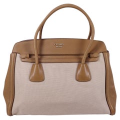 Prada Saffiano Cuir-Trimmed Canapa Tote