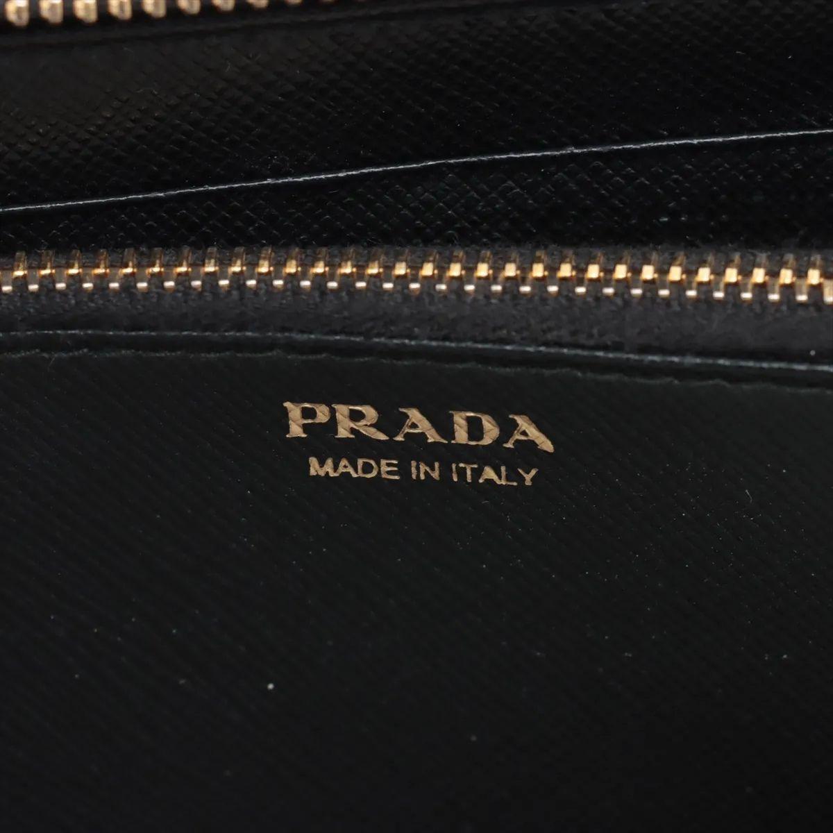 Prada Saffiano Fiocco Leather Zippy Wallet Black For Sale 7