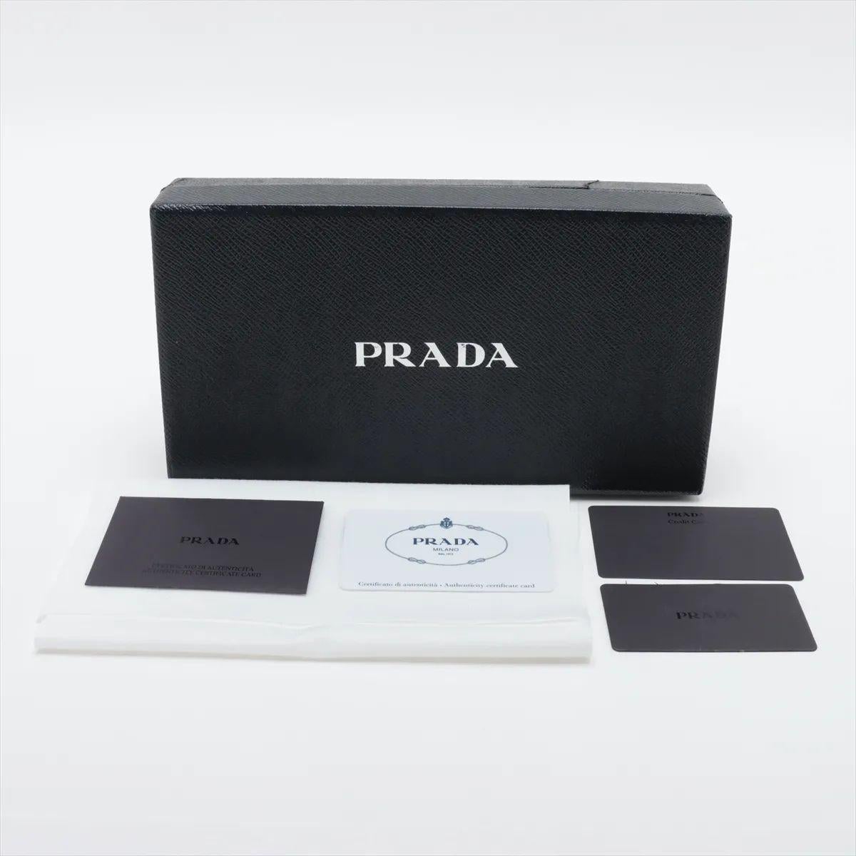 Prada Saffiano Fiocco Leather Zippy Wallet Black For Sale 8