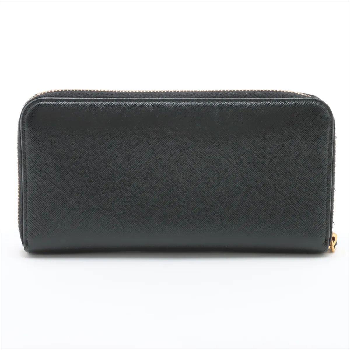 Prada Saffiano Fiocco Leather Zippy Wallet Black In Good Condition For Sale In Humacao, PR