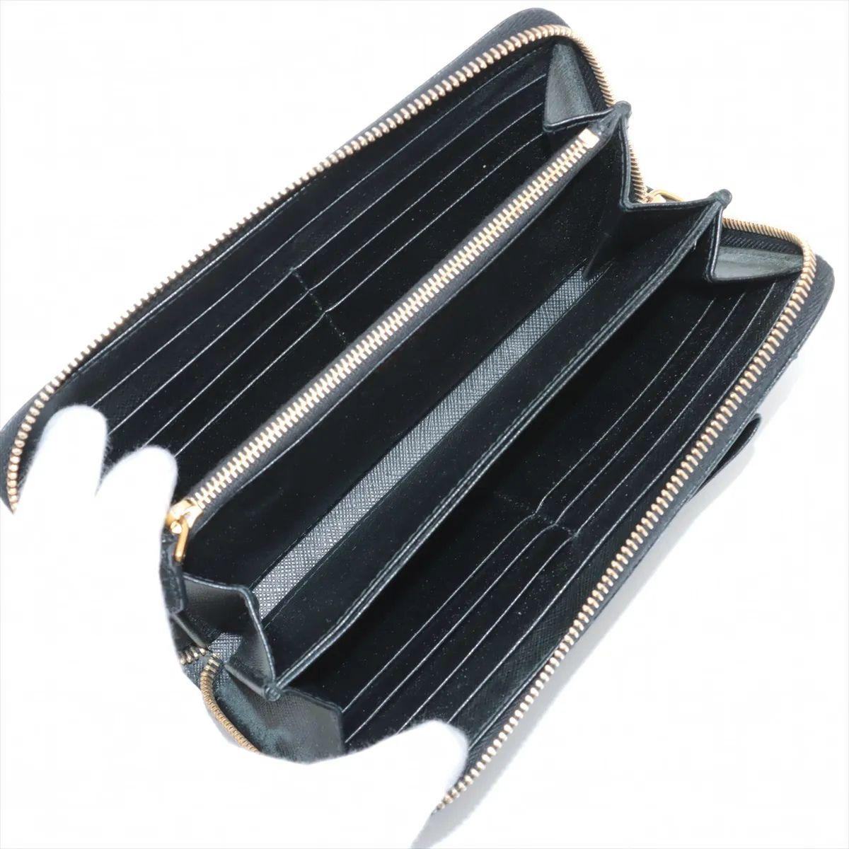 Prada Saffiano Fiocco Leather Zippy Wallet Black For Sale 1