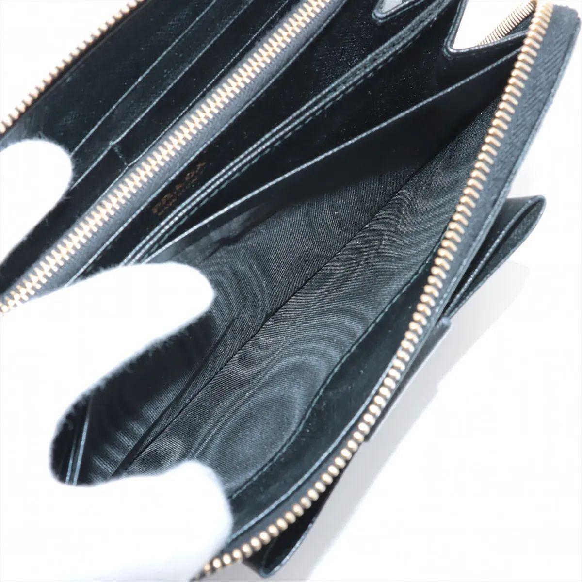 Prada Saffiano Fiocco Leather Zippy Wallet Black For Sale 4