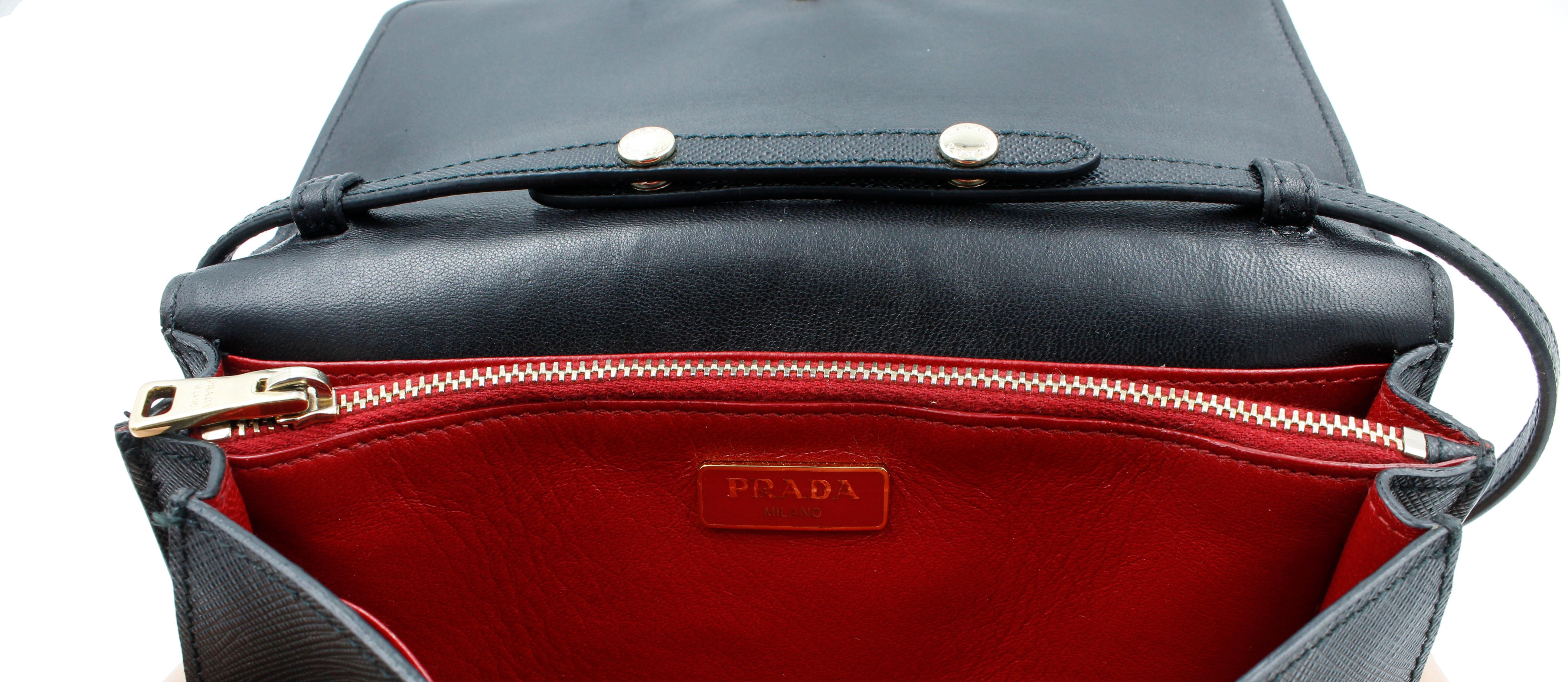 Prada Saffiano Galleria Black Leather Cross body Ladies Bag 1BH009 F0002 2