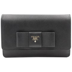 Used Prada Saffiano Galleria Black Leather Cross body Ladies Bag 1BH009 F0002