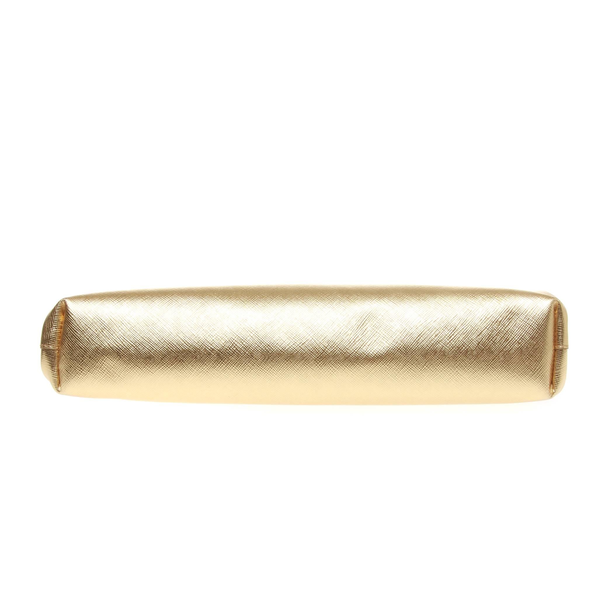 prada gold logo clutch