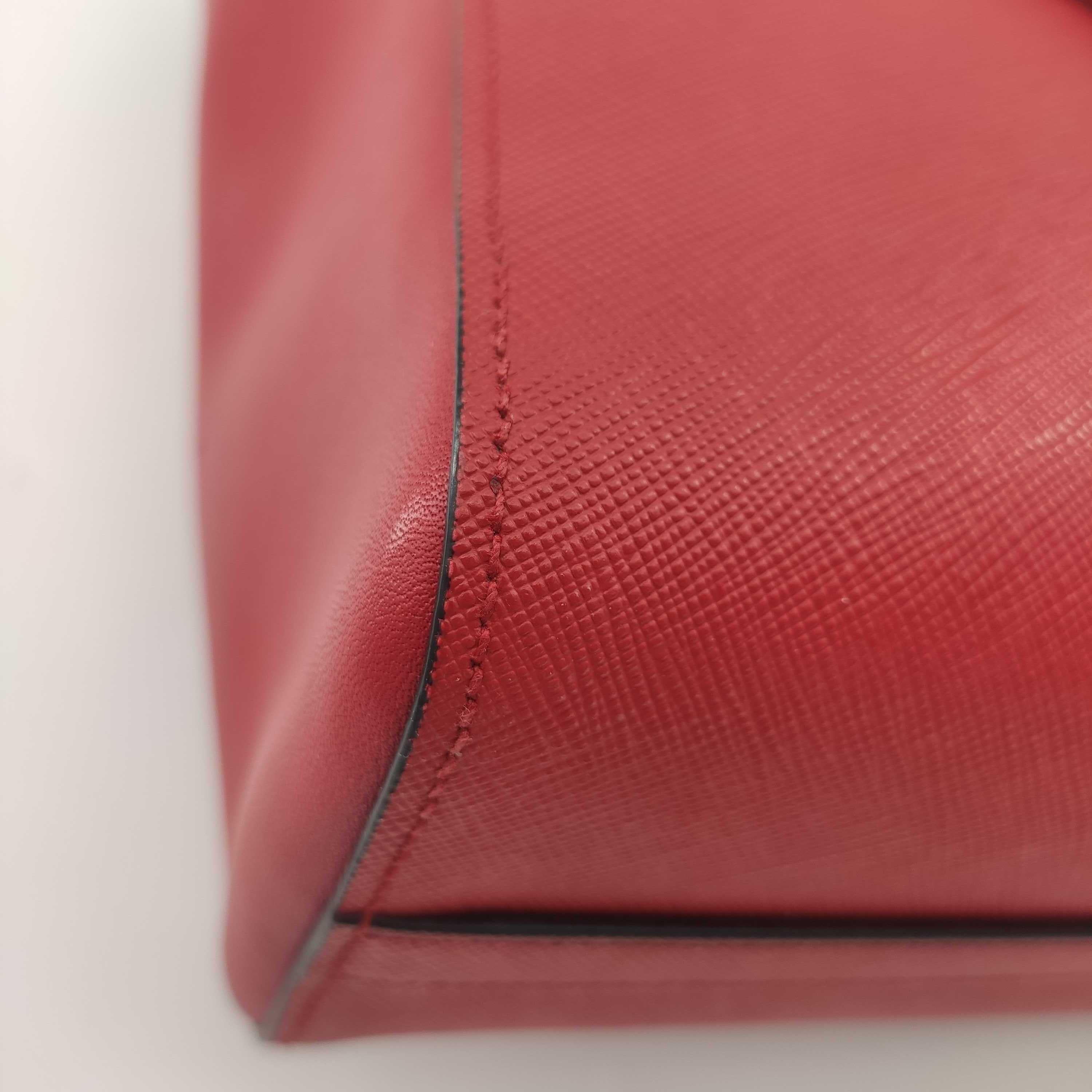 PRADA Saffiano Handbag in Red Leather 6
