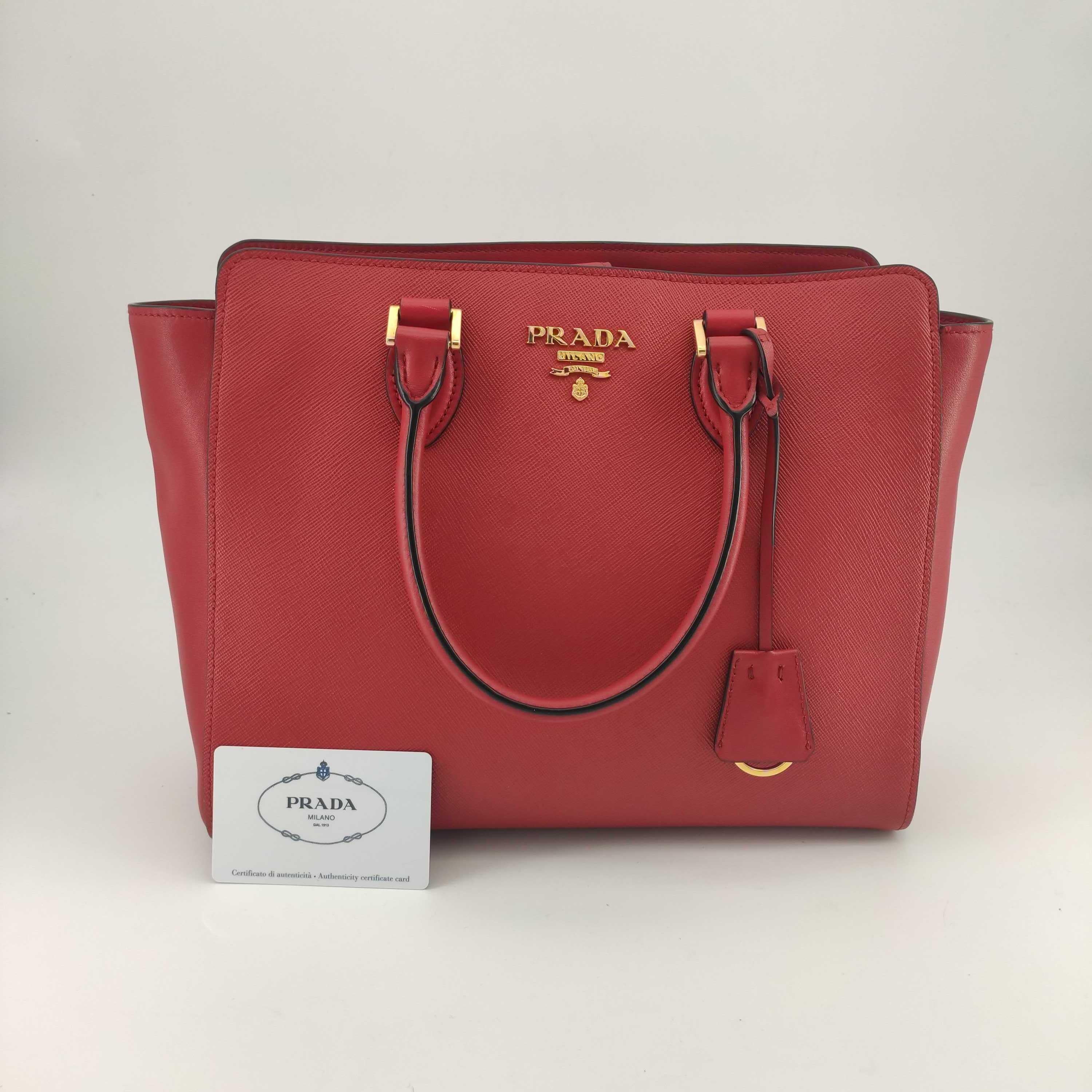 PRADA Saffiano Handbag in Red Leather 8