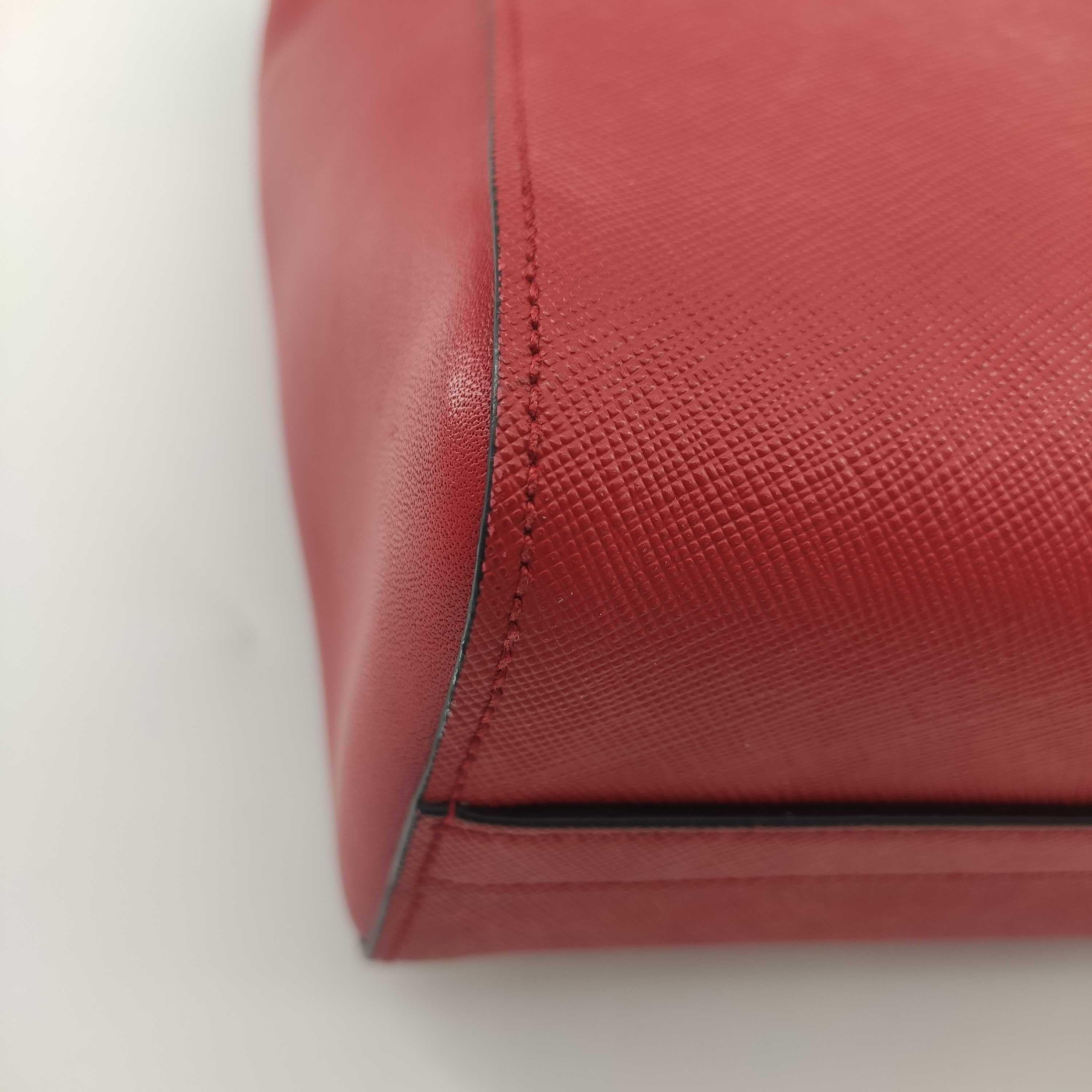 PRADA Saffiano Handbag in Red Leather 4