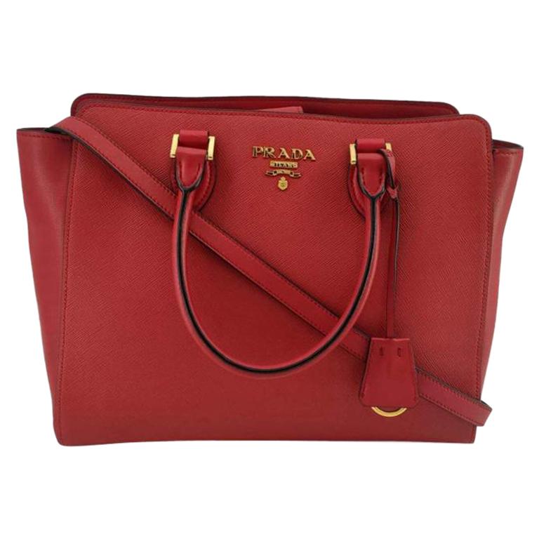 PRADA Saffiano Handbag in Red Leather at 1stDibs