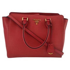 PRADA Saffiano Handbag in Red Leather