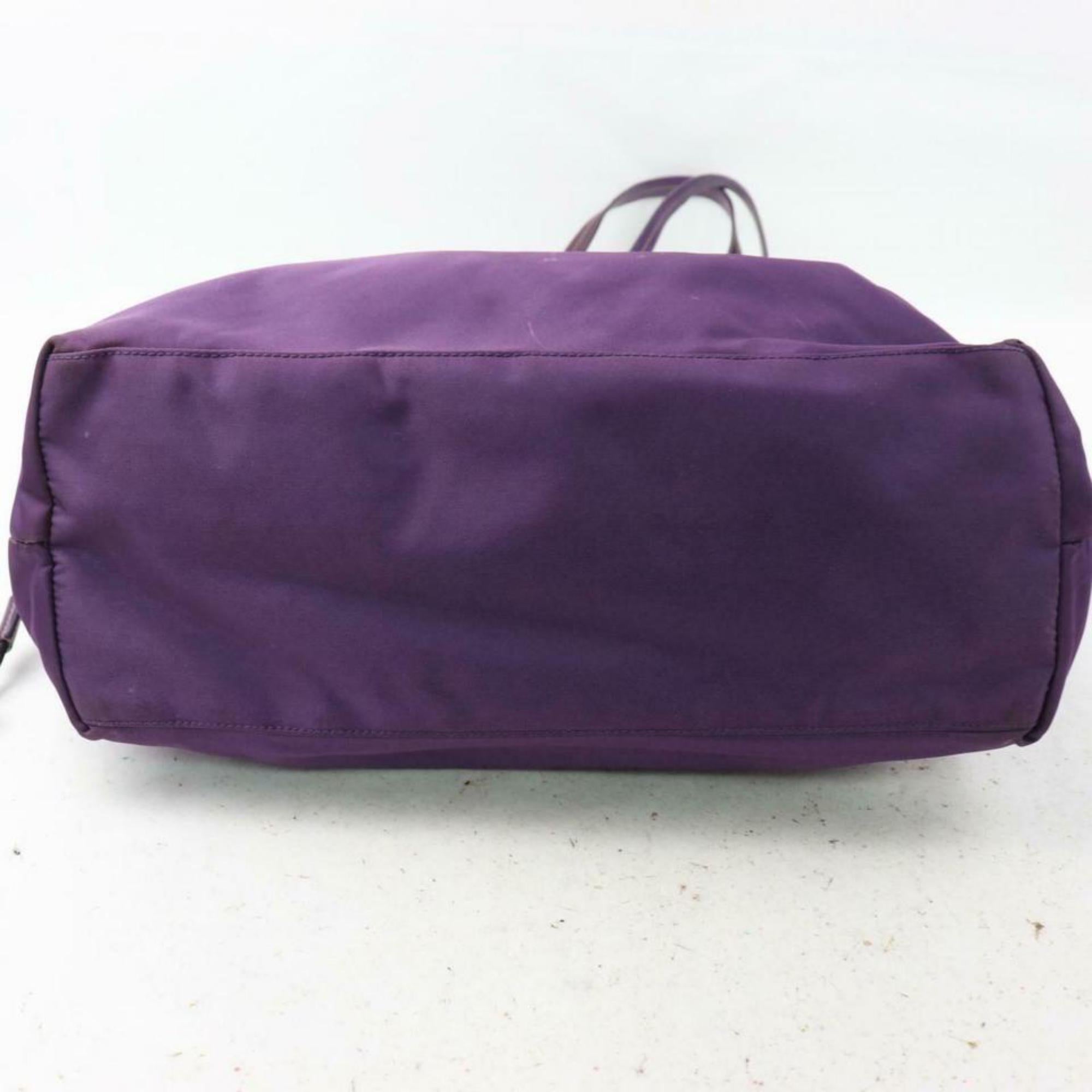 Prada Saffiano Handle Shopper Tote 870641 Purple Nylon Shoulder Bag For Sale 2