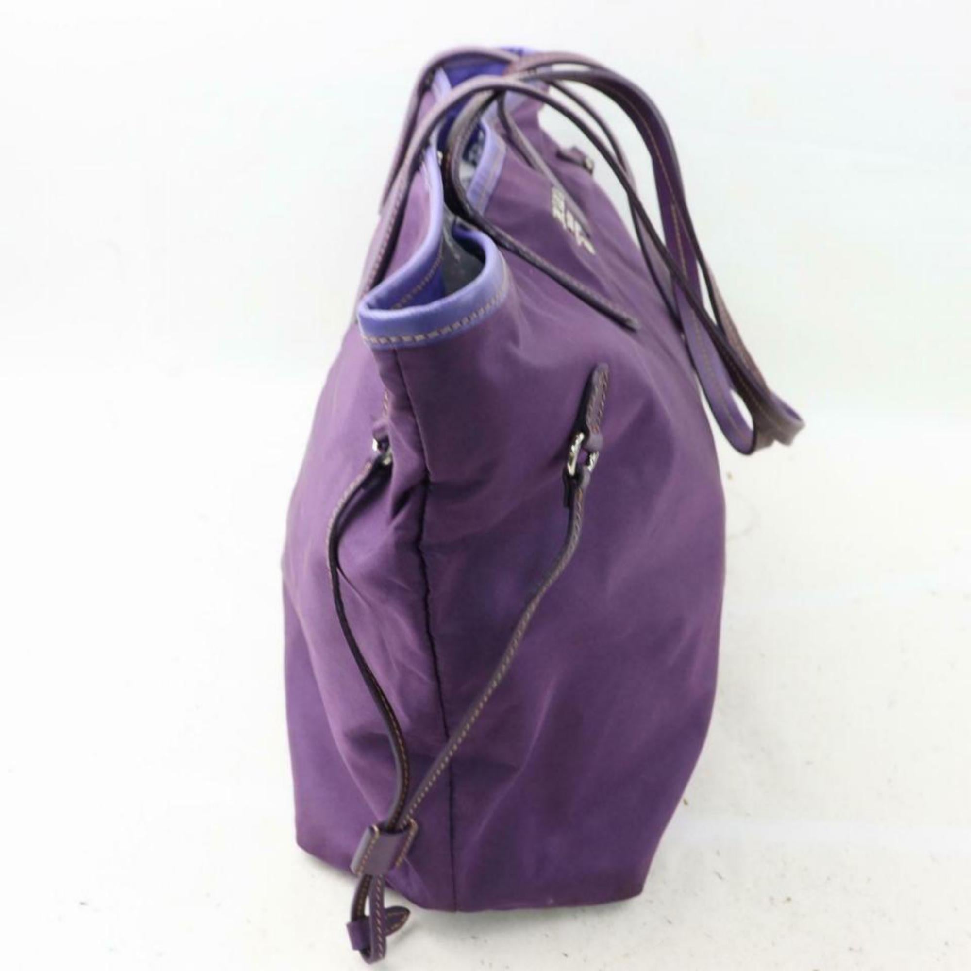 Prada Saffiano Handle Shopper Tote 870641 Purple Nylon Shoulder Bag For Sale 3