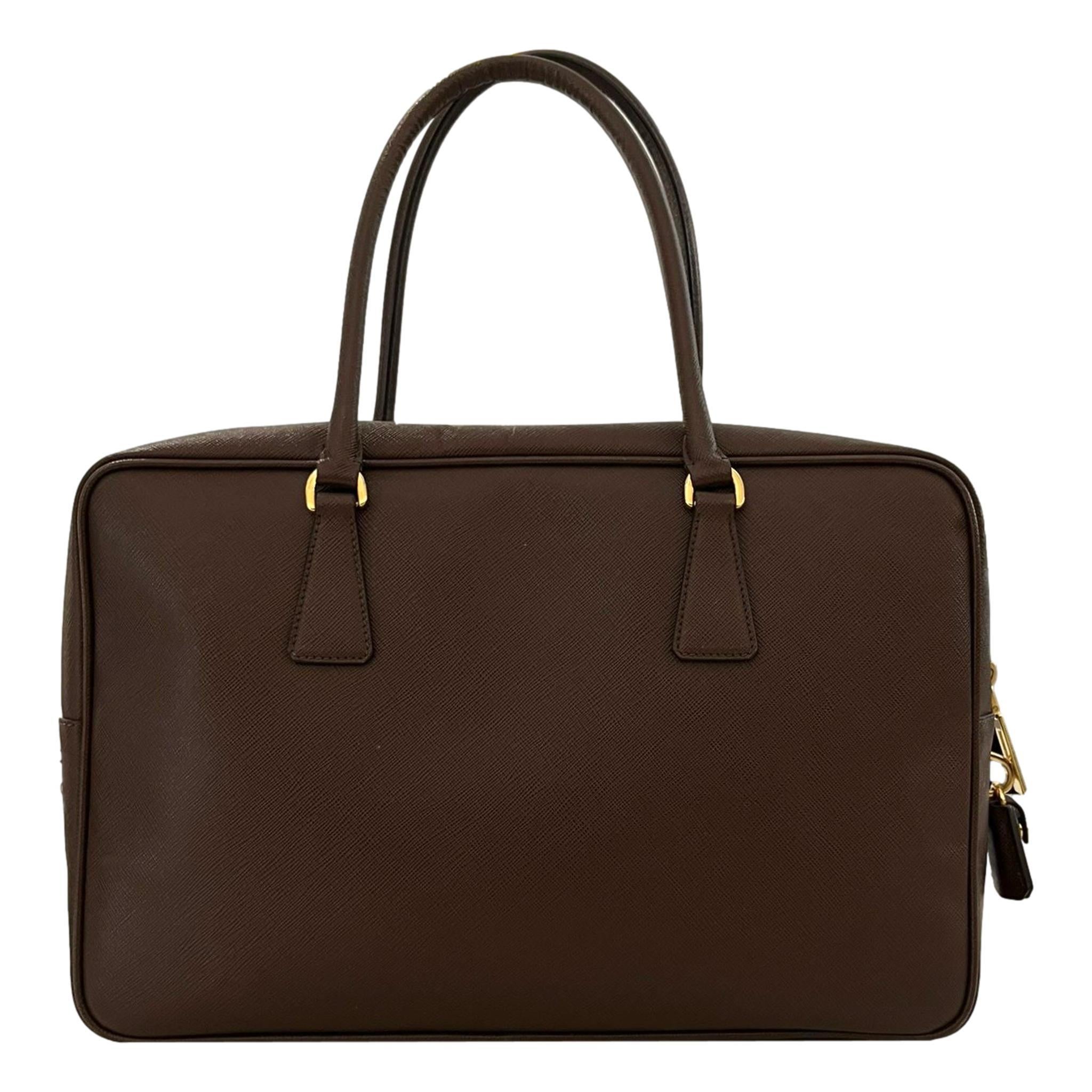 Prada Saffiano Leather Bauletto Bag In Good Condition In London, GB