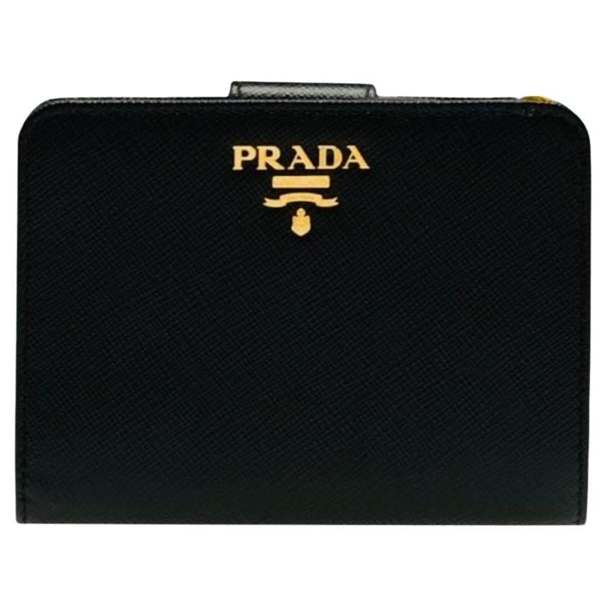 Prada Saffiano Leather Bifold Wallet With Coin Pocket For Sale