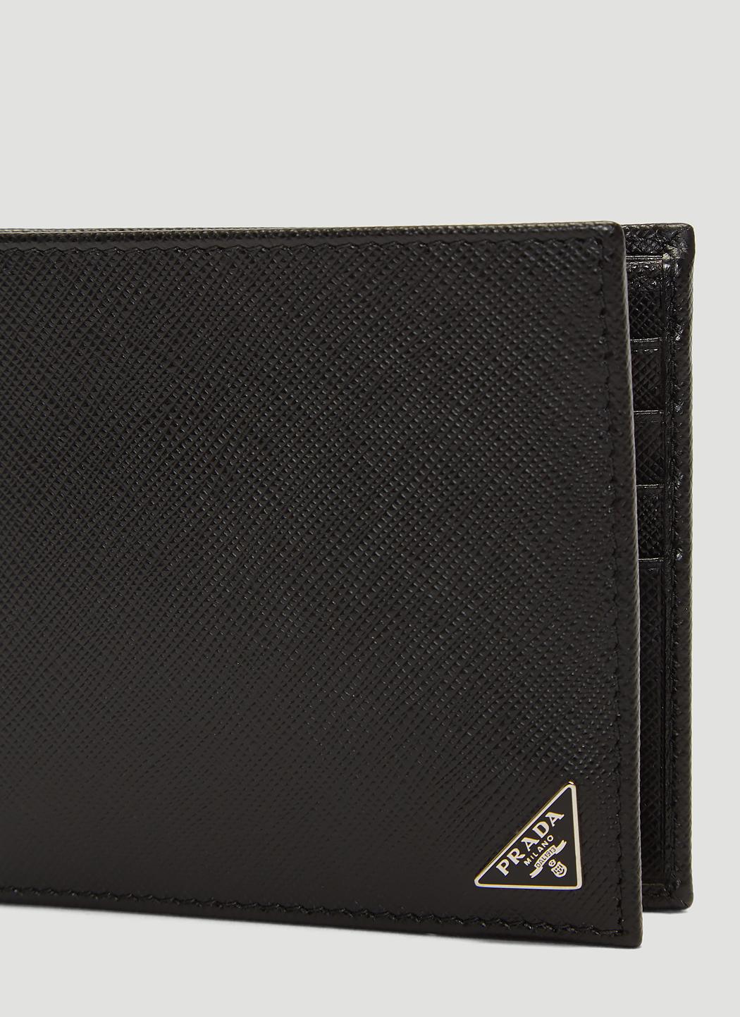Prada Saffiano Leather Black Triangle Logo Wallet In New Condition In London, GB