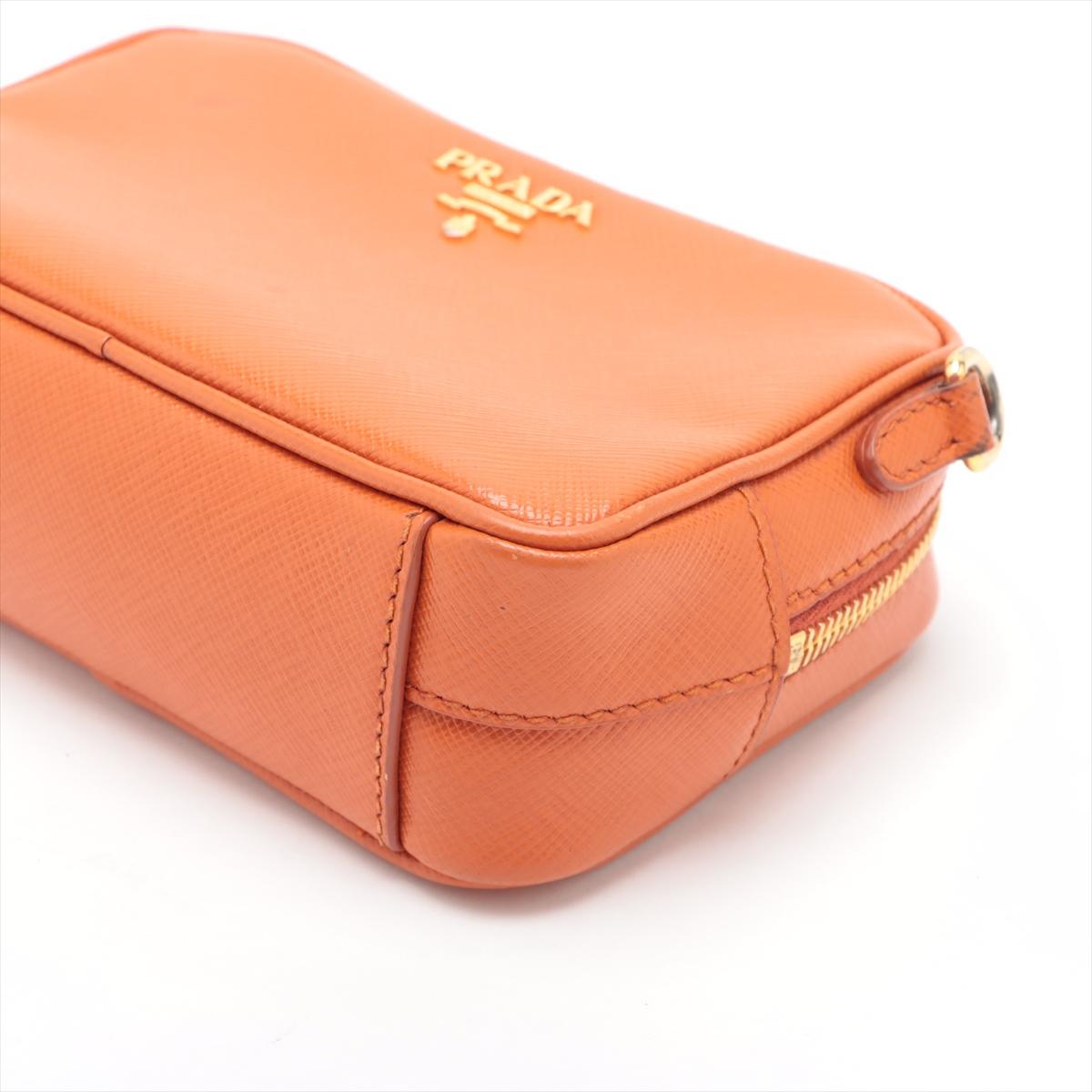 Prada Saffiano Leather Camera Bag Orange In Good Condition In Indianapolis, IN
