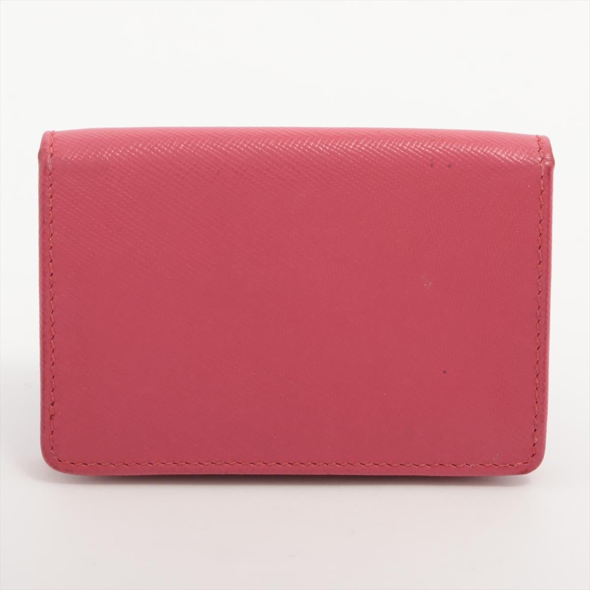 Prada Saffiano Leather Card Case Pink In Good Condition In Indianapolis, IN