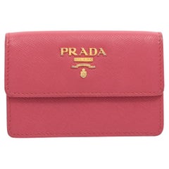 Used Prada Saffiano Leather Card Case Pink