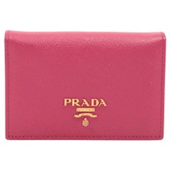 Portacarte Prada in pelle saffiano rosa