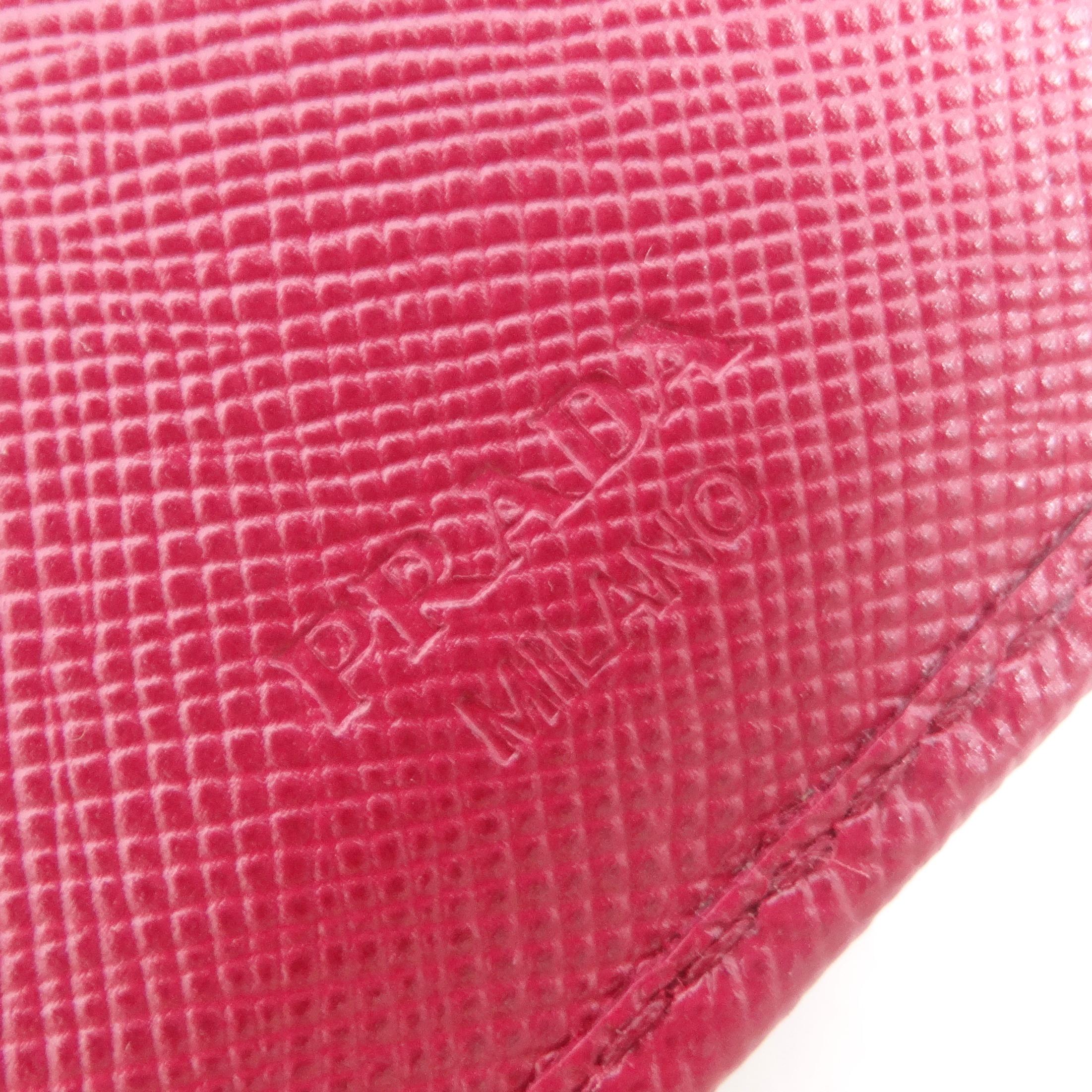 Prada Saffiano Leather Compact Wallet Pink For Sale 5