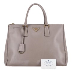 Prada Saffiano Leather Double Zip Galleria Tote Bag