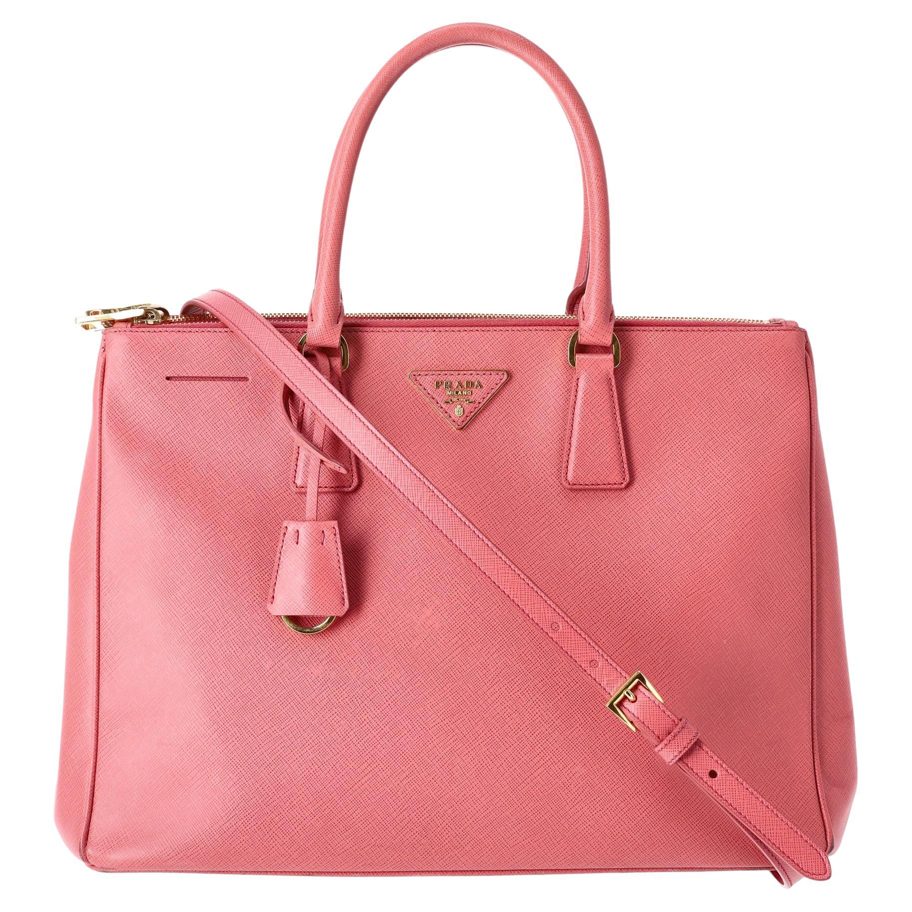 Prada Saffiano Leather Double Zip Galleria Tote Bag