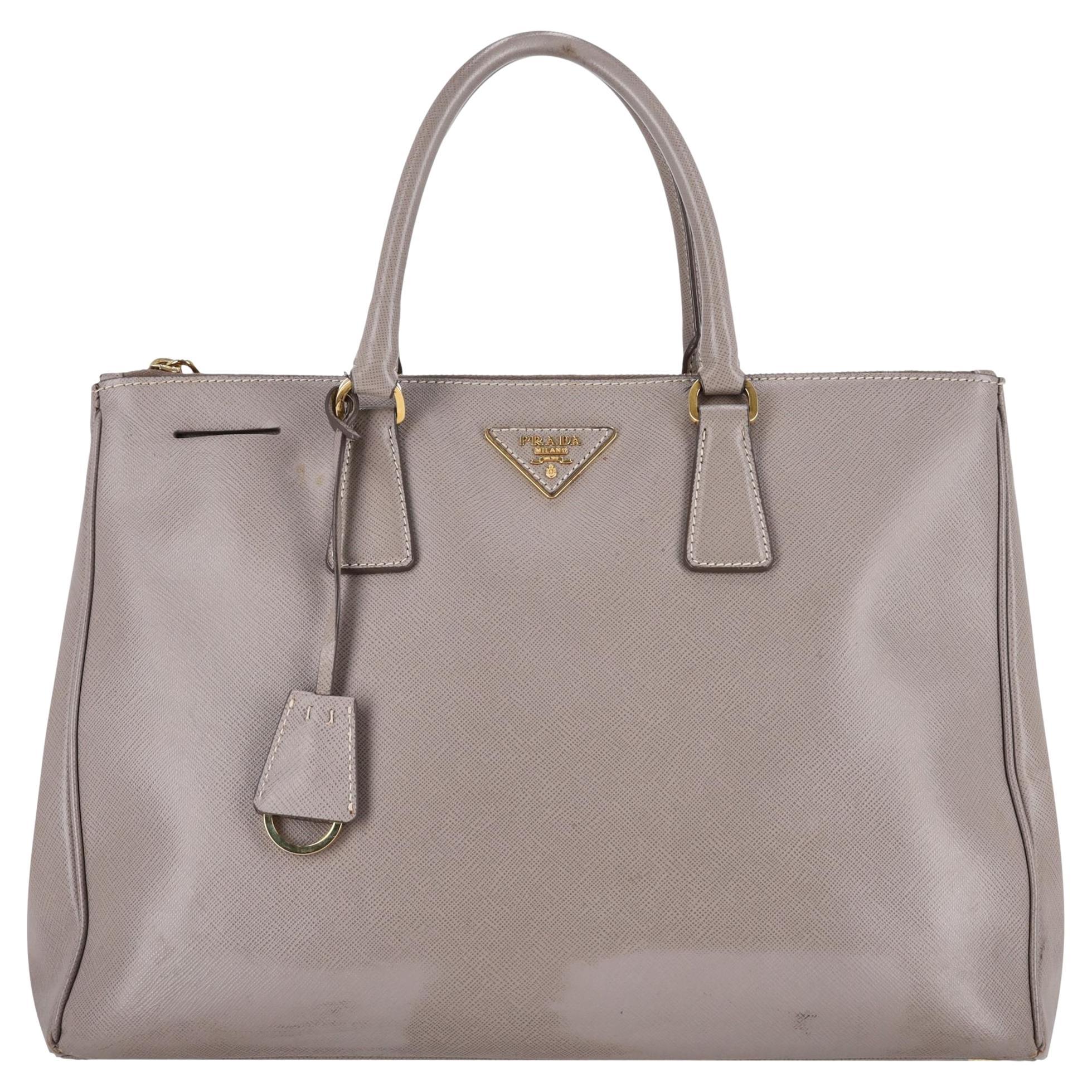 Bolso Tote Prada de piel saffiano con doble cremallera Galleria en venta