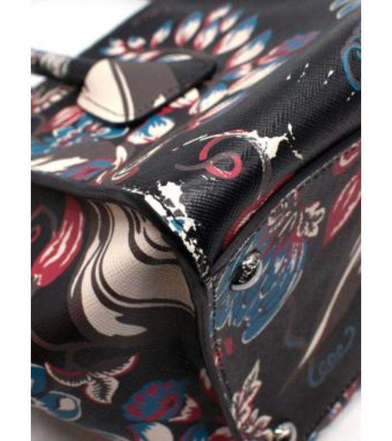 Prada Saffiano Leather Floral Print Tote Bag For Sale 3