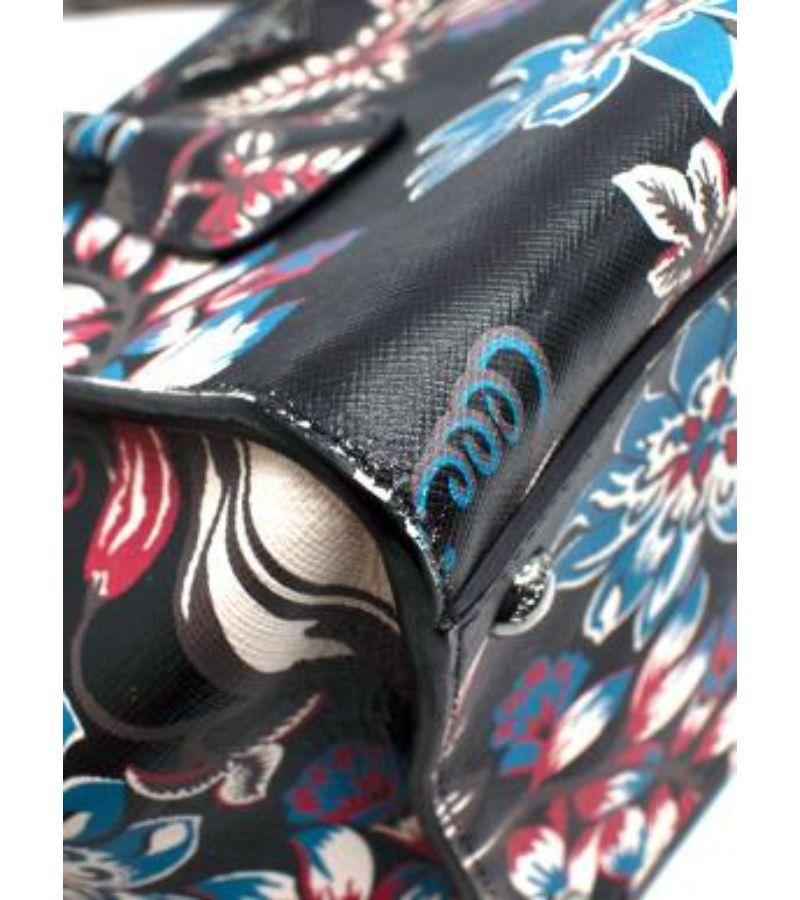 Prada Saffiano Leather Floral Print Tote Bag For Sale 4