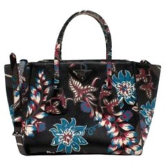 Prada Saffiano Leather Floral Print Tote Bag