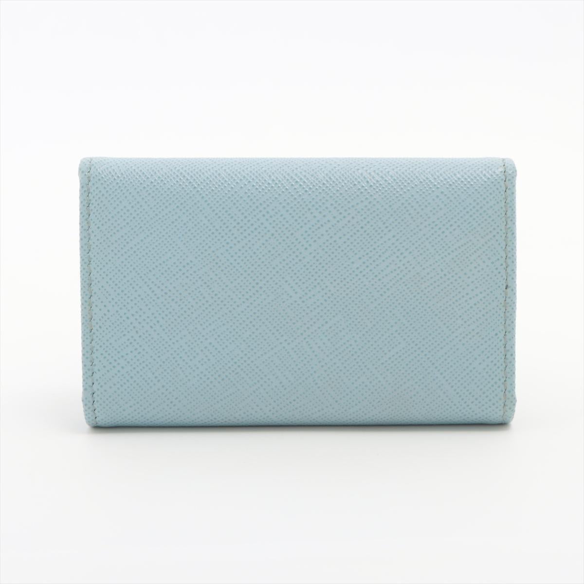 Prada Saffiano Leather Key Case Sky Blue In Good Condition In Humacao, PR