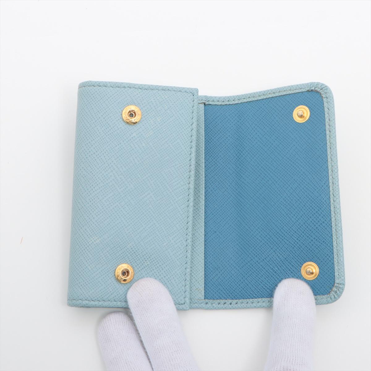 Women's Prada Saffiano Leather Key Case Sky Blue