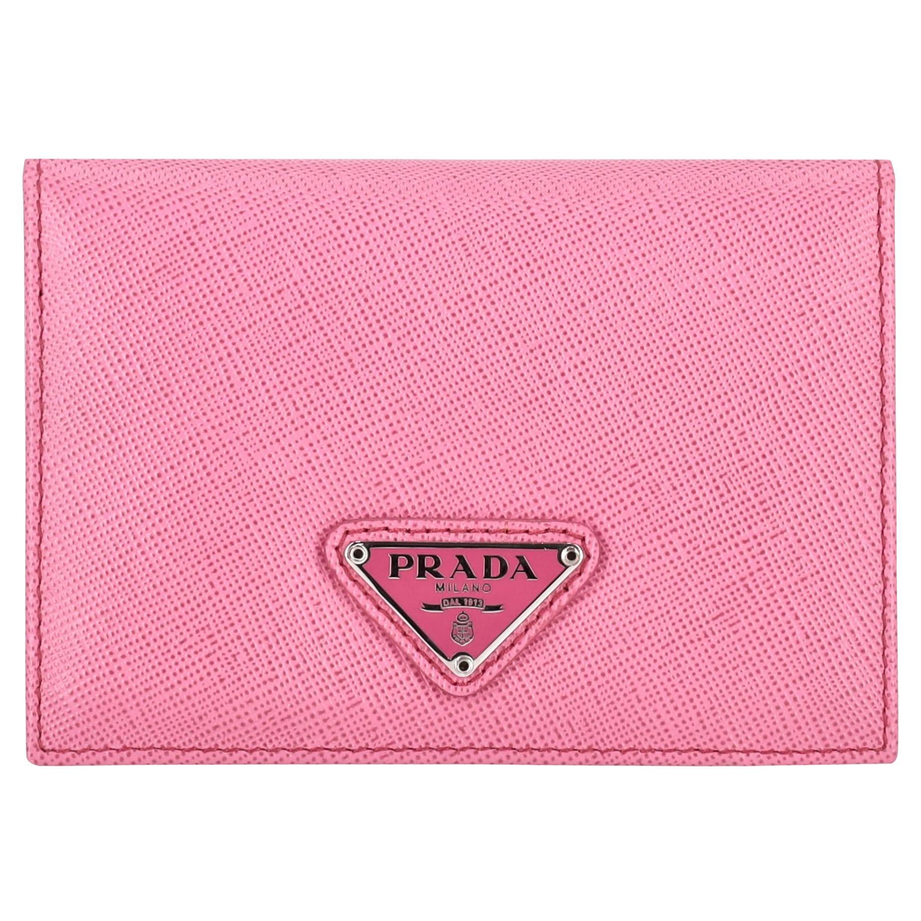 Porte-cartes avec logo en cuir Saffiano de Prada
