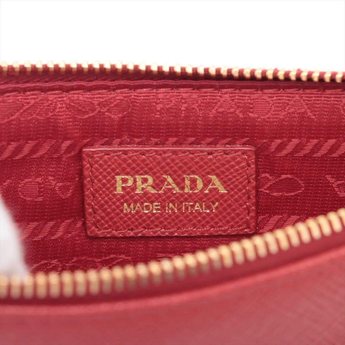 Prada Saffiano Leder lange Münzkarte Brieftasche Rot im Angebot 1
