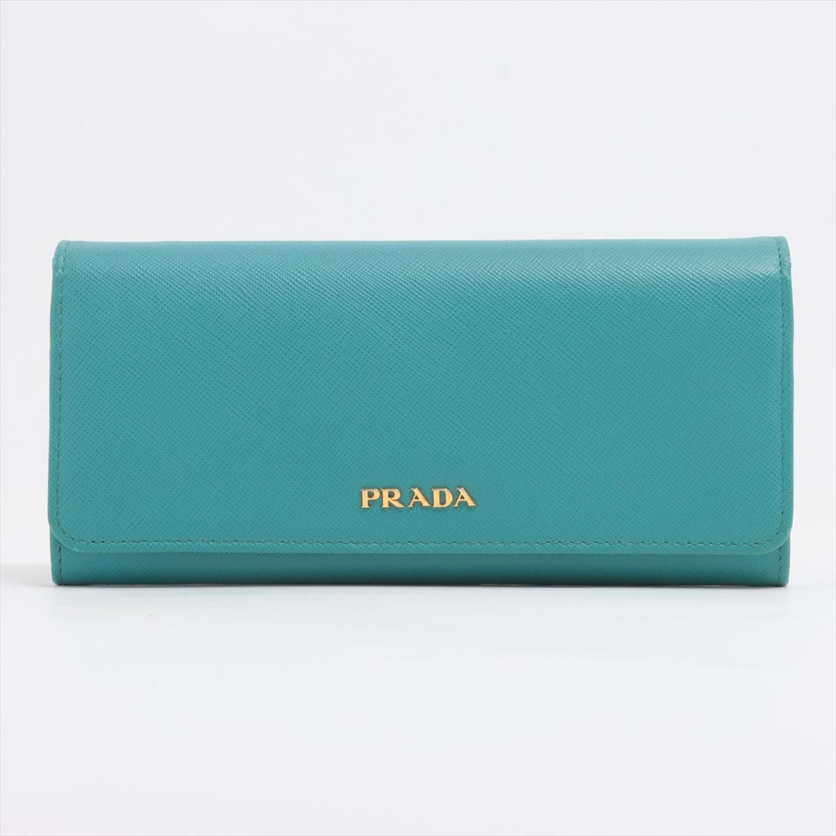 Prada Saffiano Leather Long Wallet Blue For Sale at 1stDibs