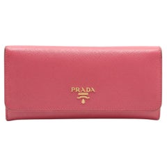 Used Prada Saffiano Leather Long Wallet Rose Pink